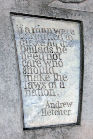 Literary quotes cut into stone panels on the Canongate Wall at the Scottish Parliament. Photograph Copyright 2009 Scottish Parliamentary Corporate Body